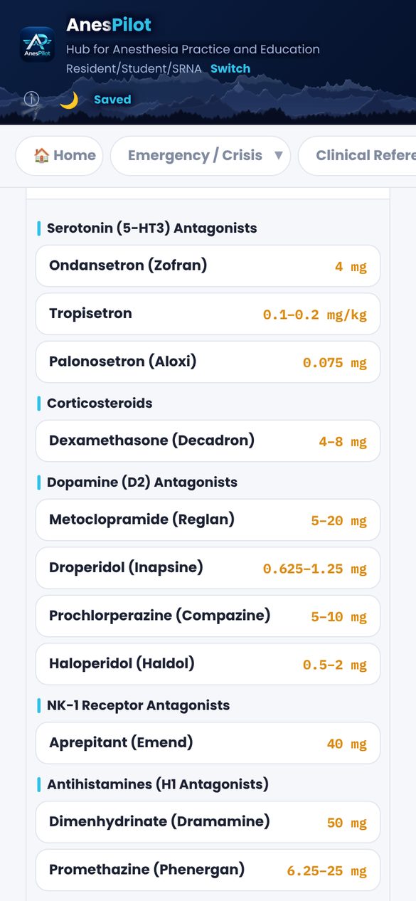 AnesPilot screen: Drugs and drips